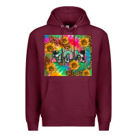 Burgundy Mom rainbow sunflower Premium Hoodie - CowGirlArtShop