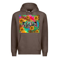Coffee Mom rainbow sunflower Premium Hoodie - CowGirlArtShop