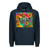 Navy Mom rainbow sunflower Premium Hoodie - CowGirlArtShop