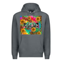Rock Mom rainbow sunflower Premium Hoodie - CowGirlArtShop