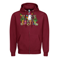 Burgundy Happy Easter with cowboy Easter Day Zipper Hoodie - HowdyJamesFarm
