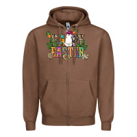 Chestnut Happy Easter with cowboy Easter Day Zipper Hoodie - HowdyJamesFarm