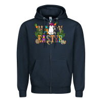 Navy Happy Easter with cowboy Easter Day Zipper Hoodie - HowdyJamesFarm