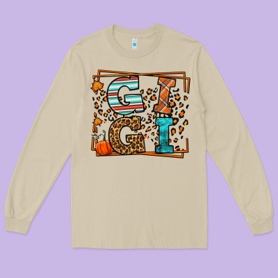 Fall Autumn Leopard Gigi Long Sleeve Tee Designed By Lillyallendesigns