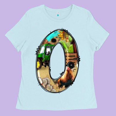 Farm Life Alphabet Numbers 0 Ladies Tee Designed By Bundleandbundleshop