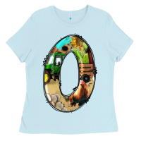 Baby Blue farm life alphabet numbers 0 Ladies Tee - BundleAndBundleShop