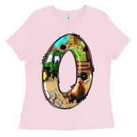 Bubblegum Pink farm life alphabet numbers 0 Ladies Tee - BundleAndBundleShop
