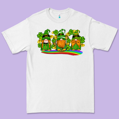St Patricks Day Gnomes Shamrock Gold Rainbow Premium Tee Designed By Artiststas