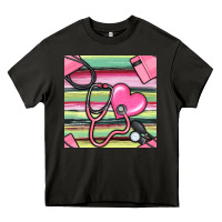 Asphalt Nurse Stethoscope Seamless Pattern Heavy Core Tee - BundleAndBundleShop