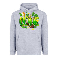 Heather Grey Love St. Patrick's Day Heavyweight Hoodie - HowdyJamesFarm