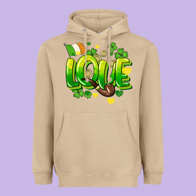 Love St. Patrick's Day Heavyweight Hoodie Designed By Howdyjamesfarm