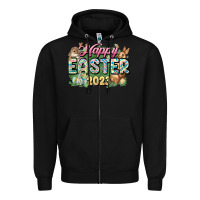 Black Happy Easter 2023 Zipper Hoodie - HowdyJamesFarm