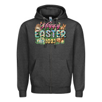 Charcoal Heather Happy Easter 2023 Zipper Hoodie - HowdyJamesFarm