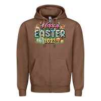 Chestnut Happy Easter 2023 Zipper Hoodie - HowdyJamesFarm