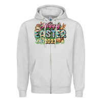 Dove Grey Happy Easter 2023 Zipper Hoodie - HowdyJamesFarm