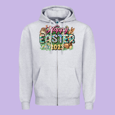 Happy Easter 2023 Zipper Hoodie Designed By Howdyjamesfarm