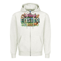 Oatmeal Heather Happy Easter 2023 Zipper Hoodie - HowdyJamesFarm