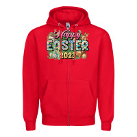 Red Happy Easter 2023 Zipper Hoodie - HowdyJamesFarm