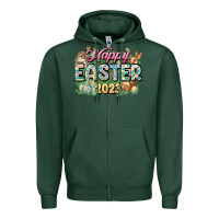 Sports Green Happy Easter 2023 Zipper Hoodie - HowdyJamesFarm