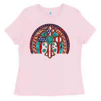 Bubblegum Pink gemstone cross american flag turquoise rainbow Ladies Tee - Artiststas
