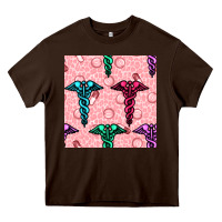 Chocolate Brown Medicine Seamless Pattern Heavy Core Tee - BundleAndBundleShop