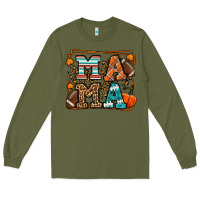 Army Green Fall American Football Autumn Mama Long Sleeve Tee - LillyAllenDesigns