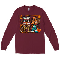Burgundy Fall American Football Autumn Mama Long Sleeve Tee - LillyAllenDesigns