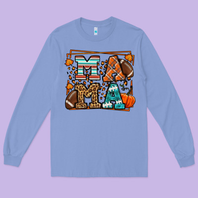 Fall American Football Autumn Mama Long Sleeve Tee Designed By Lillyallendesigns
