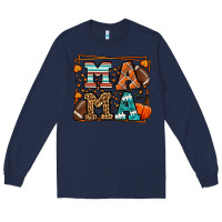 Navy Fall American Football Autumn Mama Long Sleeve Tee - LillyAllenDesigns