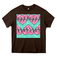 Chocolate Brown Nursing Heart Seamless Pattern Heavy Core Tee - BundleAndBundleShop