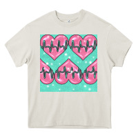 Cream Nursing Heart Seamless Pattern Heavy Core Tee - BundleAndBundleShop