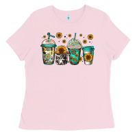 Bubblegum Pink sunflowers coffee cups Ladies Tee - Jasminsmagicworld