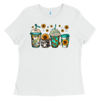 White sunflowers coffee cups Ladies Tee - Jasminsmagicworld