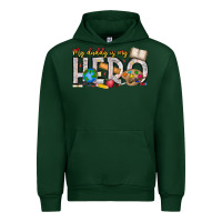Forest Green My Daddy is my Hero Teacher Urban Hoodie - CowhideDigitalArt