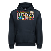 Navy My Daddy is my Hero Teacher Urban Hoodie - CowhideDigitalArt