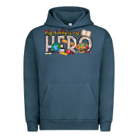 Pigment Midnight Navy My Daddy is my Hero Teacher Urban Hoodie - CowhideDigitalArt