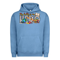 Pigment Pebble Blue My Daddy is my Hero Teacher Urban Hoodie - CowhideDigitalArt
