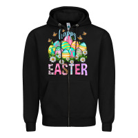 Black Happy Easter with eggs Easter Day Zipper Hoodie - HowdyJamesFarm