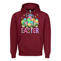 Burgundy Happy Easter with eggs Easter Day Zipper Hoodie - HowdyJamesFarm