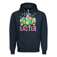 Navy Happy Easter with eggs Easter Day Zipper Hoodie - HowdyJamesFarm