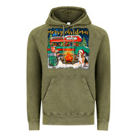 Vintage Olive merry christmas with camper van Vintage Hoodie - NancyCooperArtShop