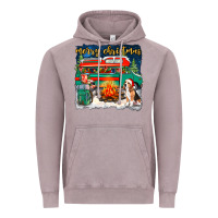 Vintage Zinc merry christmas with camper van Vintage Hoodie - NancyCooperArtShop