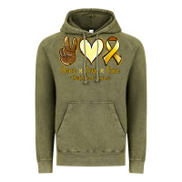 Vintage Olive Peace Love Cure Childhood Cancer Vintage Hoodie - Jasminsmagicworld