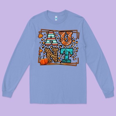 Fall Autumn Leopard Aunt Long Sleeve Tee Designed By Lillyallendesigns