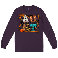 Plum Fall Autumn Leopard Aunt Long Sleeve Tee - LillyAllenDesigns