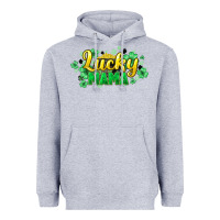 Heather Grey lucky mama st patricks Heavyweight Hoodie - HowdyJamesFarm