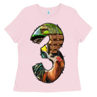 Bubblegum Pink farm life alphabet numbers 3 Ladies Tee - BundleAndBundleShop