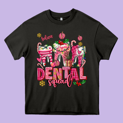 Pink Christmas Teeth Dental Squad Heavy Core Tee Designed By Adodesignshop