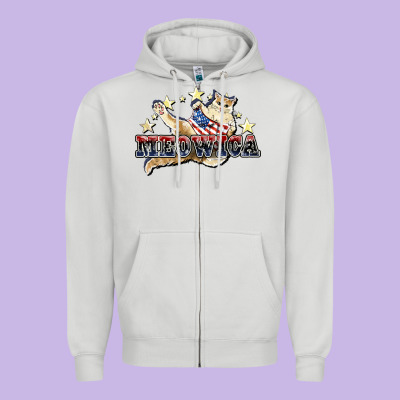 Meowica Cat 4th Of July Zipper Hoodie Designed By Howdyjamesfarm