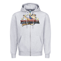 Heather Grey Meowica cat 4th of july Zipper Hoodie - HowdyJamesFarm